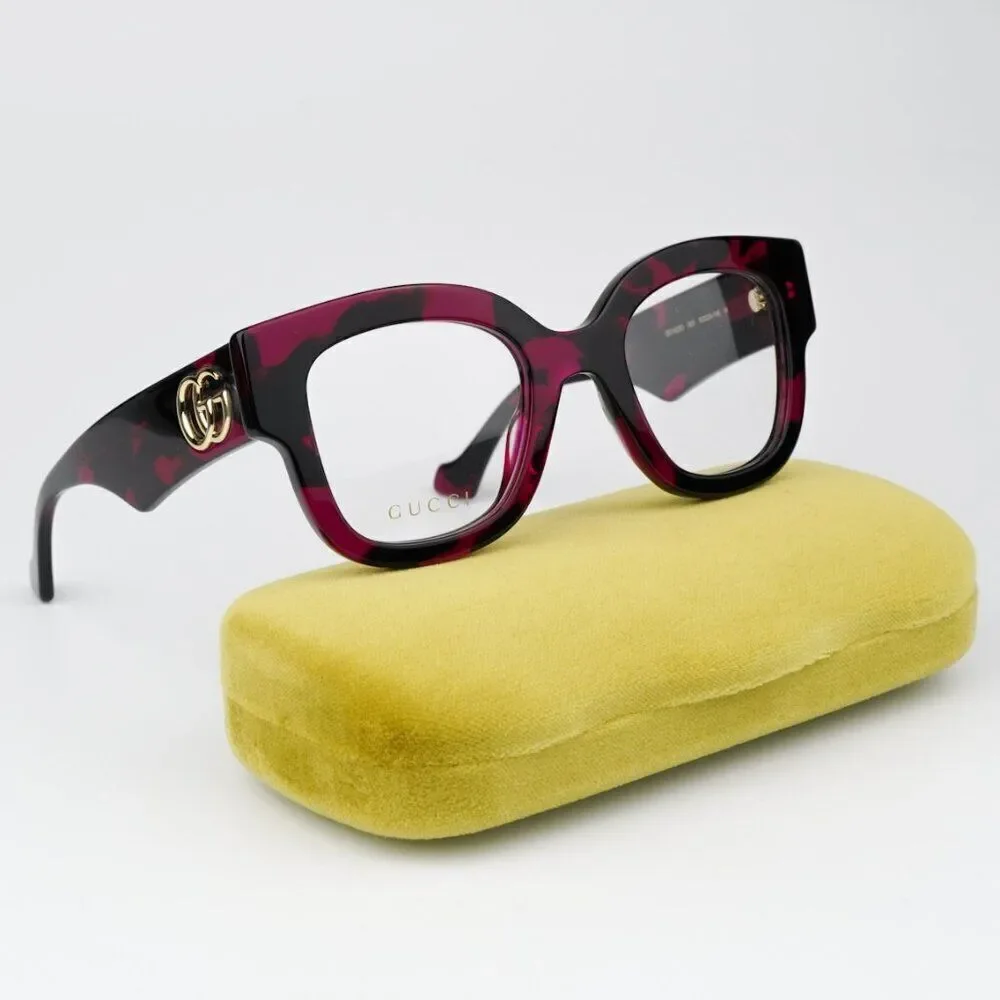 NEW Gucci GG1423O 003 Fuchsia Havana Women Square Eyeglasses GG 1423O